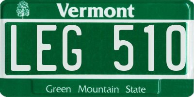 VT license plate LEG510
