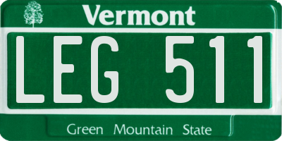 VT license plate LEG511