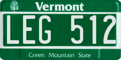 VT license plate LEG512