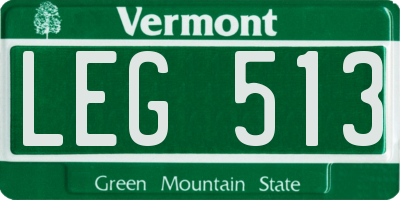 VT license plate LEG513