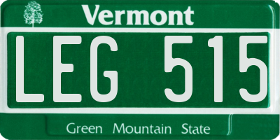VT license plate LEG515