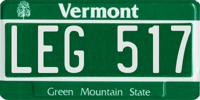 VT license plate LEG517