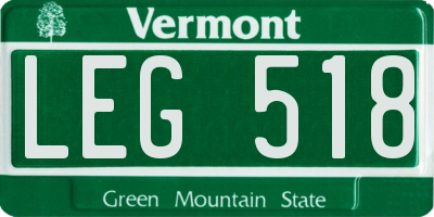 VT license plate LEG518