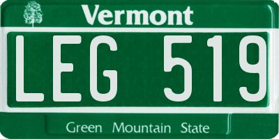VT license plate LEG519
