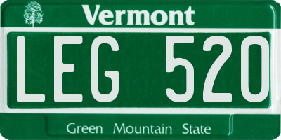 VT license plate LEG520