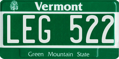VT license plate LEG522