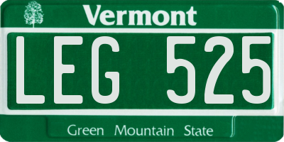 VT license plate LEG525