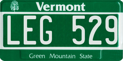 VT license plate LEG529