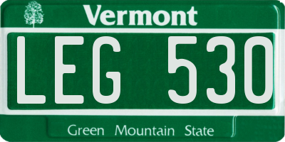 VT license plate LEG530