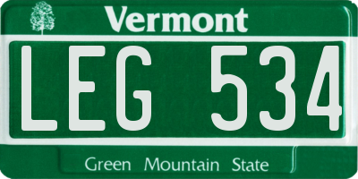 VT license plate LEG534