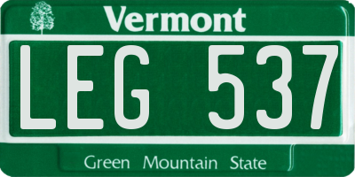VT license plate LEG537