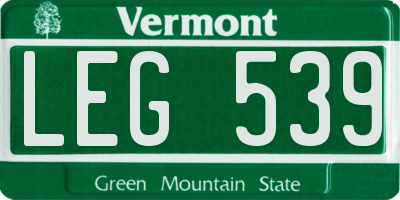 VT license plate LEG539