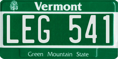 VT license plate LEG541