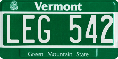 VT license plate LEG542