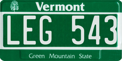 VT license plate LEG543