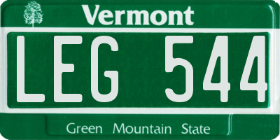 VT license plate LEG544