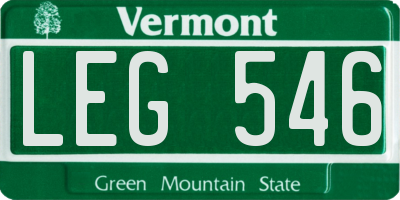 VT license plate LEG546