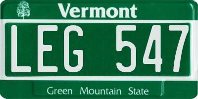 VT license plate LEG547