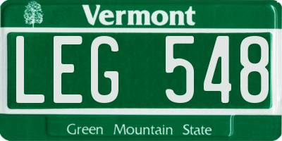 VT license plate LEG548
