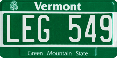 VT license plate LEG549