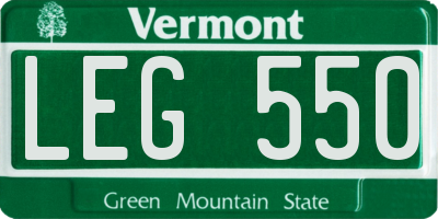 VT license plate LEG550