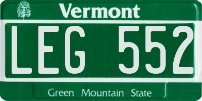 VT license plate LEG552