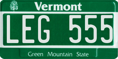 VT license plate LEG555