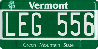 VT license plate LEG556