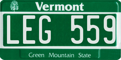 VT license plate LEG559