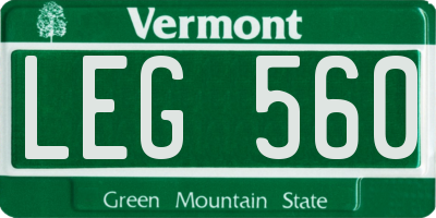 VT license plate LEG560