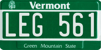 VT license plate LEG561