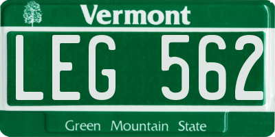 VT license plate LEG562