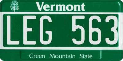 VT license plate LEG563