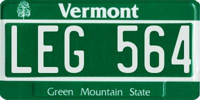 VT license plate LEG564