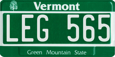 VT license plate LEG565