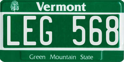 VT license plate LEG568