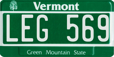 VT license plate LEG569