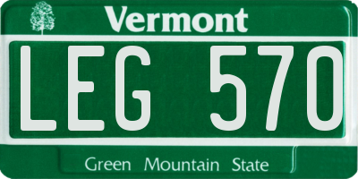 VT license plate LEG570