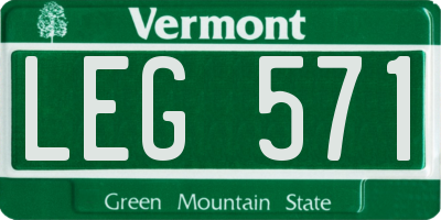 VT license plate LEG571
