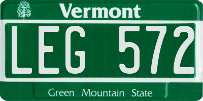 VT license plate LEG572