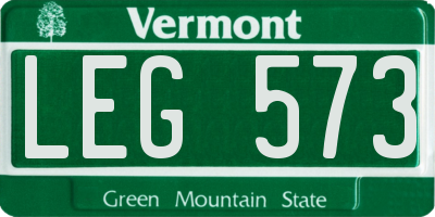VT license plate LEG573