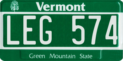 VT license plate LEG574