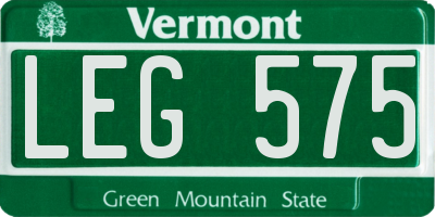 VT license plate LEG575