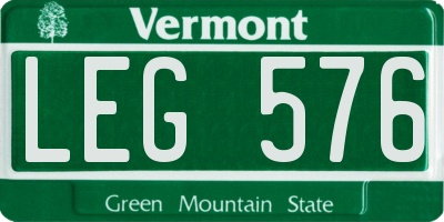 VT license plate LEG576