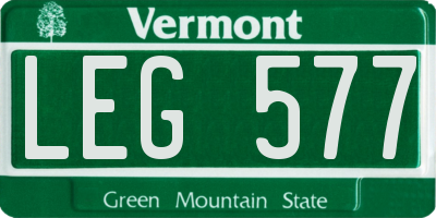 VT license plate LEG577