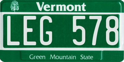 VT license plate LEG578