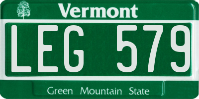 VT license plate LEG579