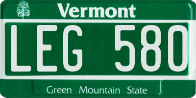 VT license plate LEG580