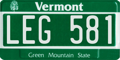 VT license plate LEG581