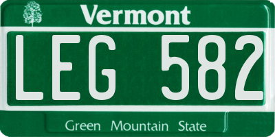 VT license plate LEG582